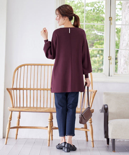 【安田美沙子さん着用】ボリュームパフスリーブニットチュニック