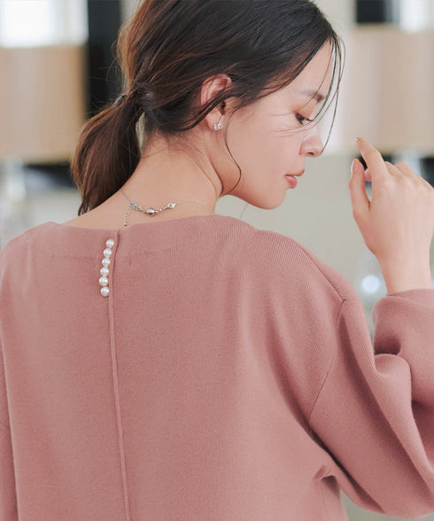 【安田美沙子さん着用】ボリュームパフスリーブニットチュニック