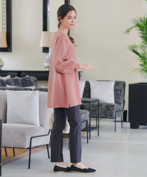 【安田美沙子さん着用】ボリュームパフスリーブニットチュニック