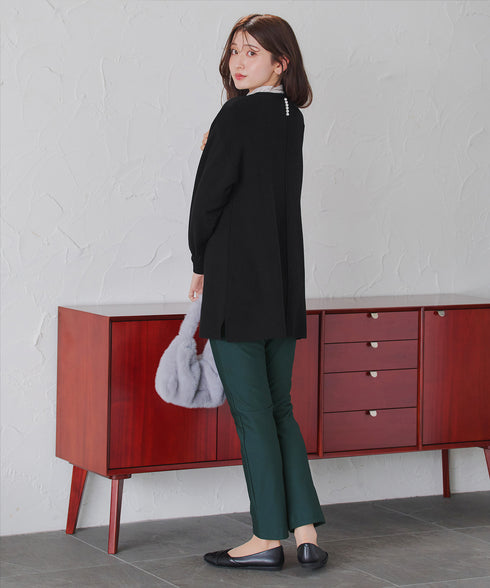 【安田美沙子さん着用】ボリュームパフスリーブニットチュニック