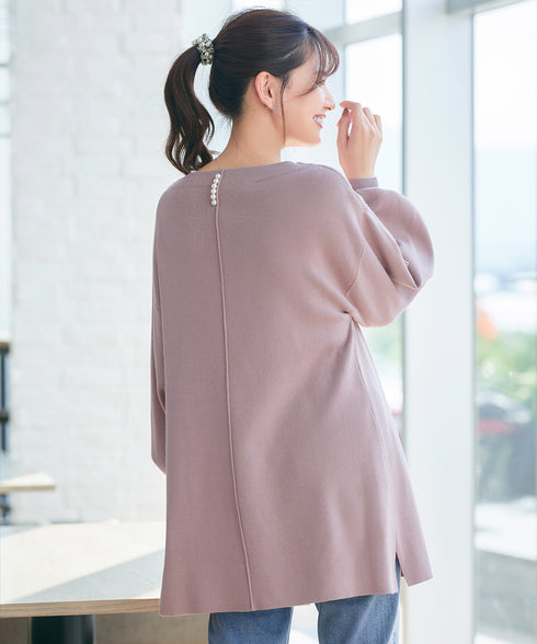 【安田美沙子さん着用】ボリュームパフスリーブニットチュニック