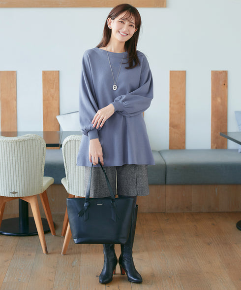 【安田美沙子さん着用】ウール調ヘリンボン柄キュロットパンツ