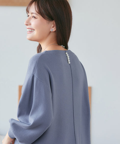 【安田美沙子さん着用】ボリュームパフスリーブニットチュニック