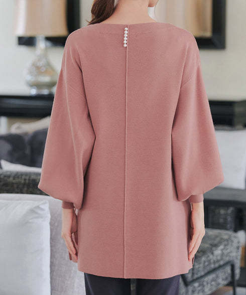 【安田美沙子さん着用】ボリュームパフスリーブニットチュニック