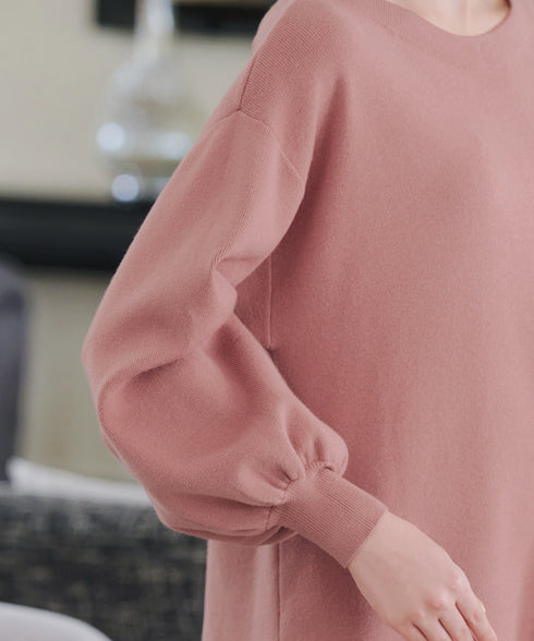 【安田美沙子さん着用】ボリュームパフスリーブニットチュニック