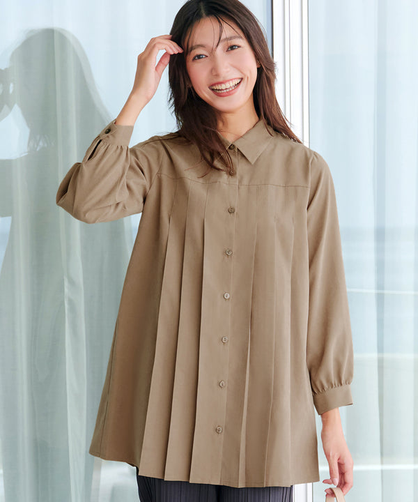 ピーチスキンプリーツシャツチュニック