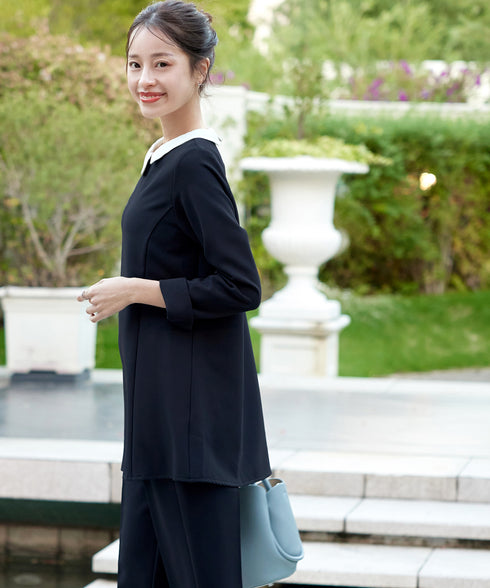 【ストレッチジョーゼット】 3WAY付け襟チュニック