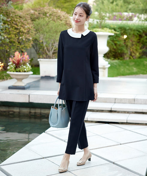 【ストレッチジョーゼット】 3WAY付け襟チュニック