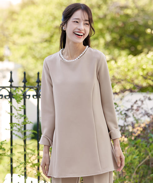 【ストレッチジョーゼット】 3WAY付け襟チュニック