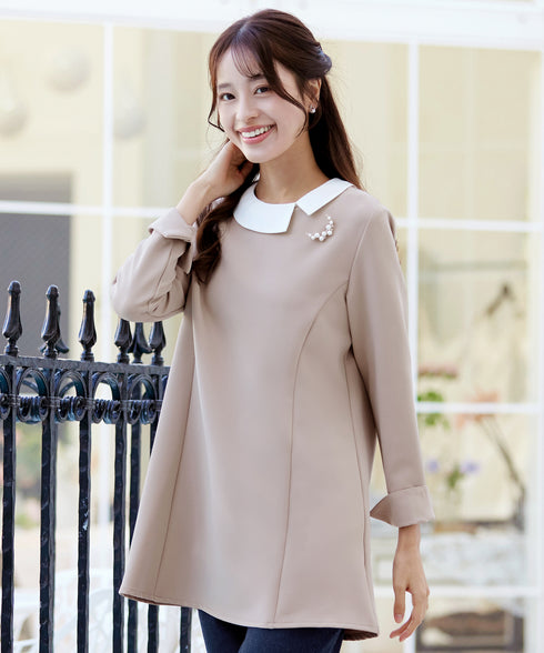 【ストレッチジョーゼット】 3WAY付け襟チュニック