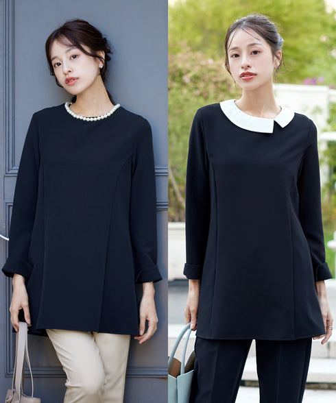 【ストレッチジョーゼット】 3WAY付け襟チュニック