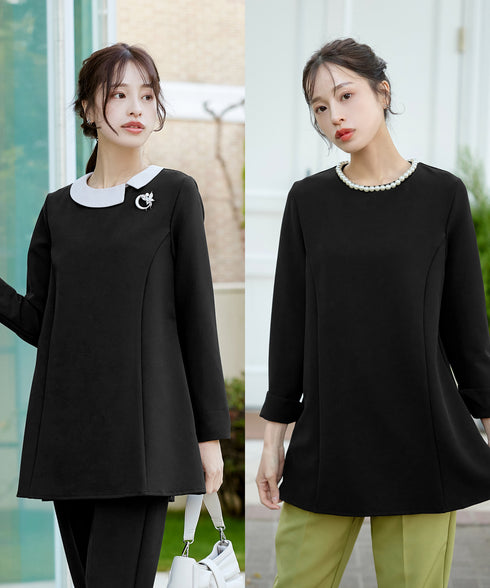 【ストレッチジョーゼット】 3WAY付け襟チュニック