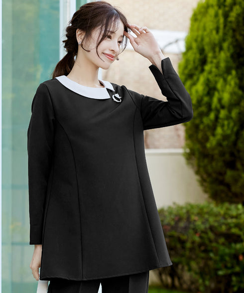 【ストレッチジョーゼット】 3WAY付け襟チュニック