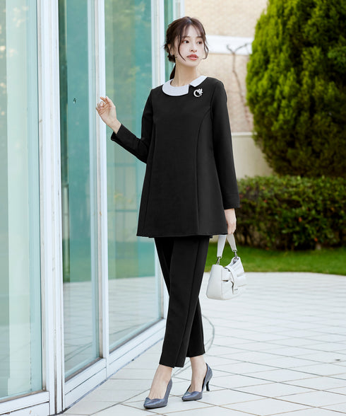 【ストレッチジョーゼット】 3WAY付け襟チュニック