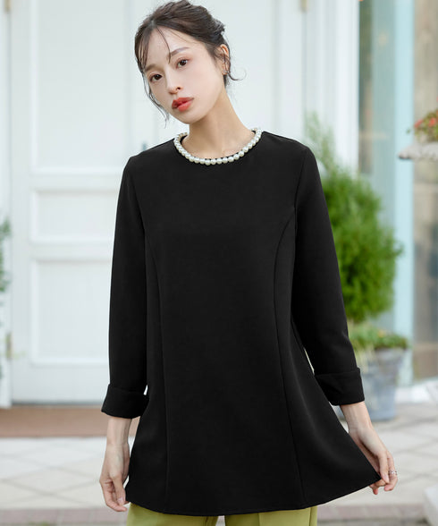 【ストレッチジョーゼット】 3WAY付け襟チュニック