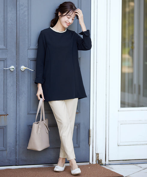 【ストレッチジョーゼット】 3WAY付け襟チュニック