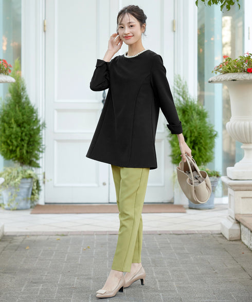 【ストレッチジョーゼット】 3WAY付け襟チュニック