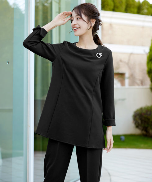 【ストレッチジョーゼット】 3WAY付け襟チュニック