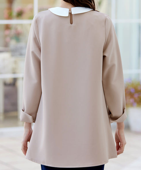 【ストレッチジョーゼット】 3WAY付け襟チュニック