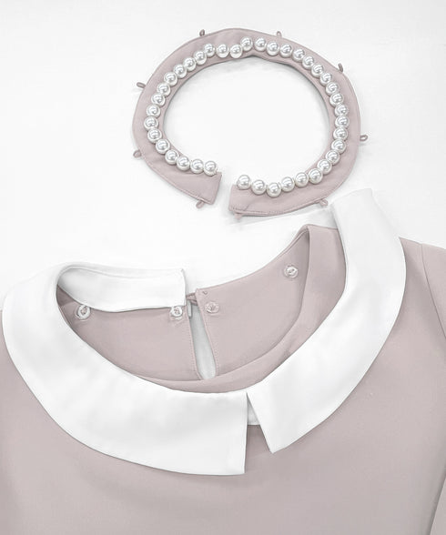 【ストレッチジョーゼット】 3WAY付け襟チュニック