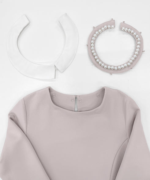 【ストレッチジョーゼット】 3WAY付け襟チュニック