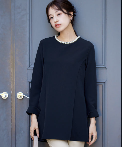 【ストレッチジョーゼット】 3WAY付け襟チュニック