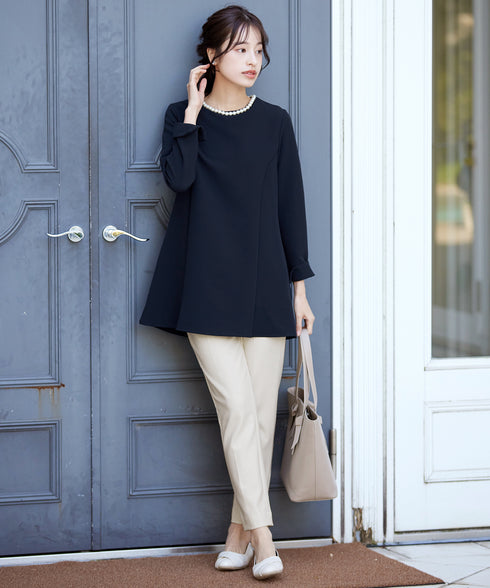 【ストレッチジョーゼット】 3WAY付け襟チュニック