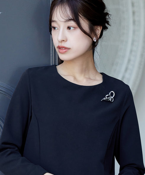 【ストレッチジョーゼット】 3WAY付け襟チュニック