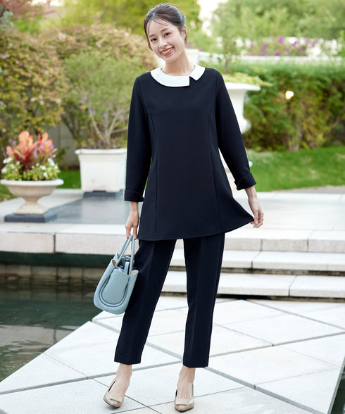 【ストレッチジョーゼット】 3WAY付け襟チュニック