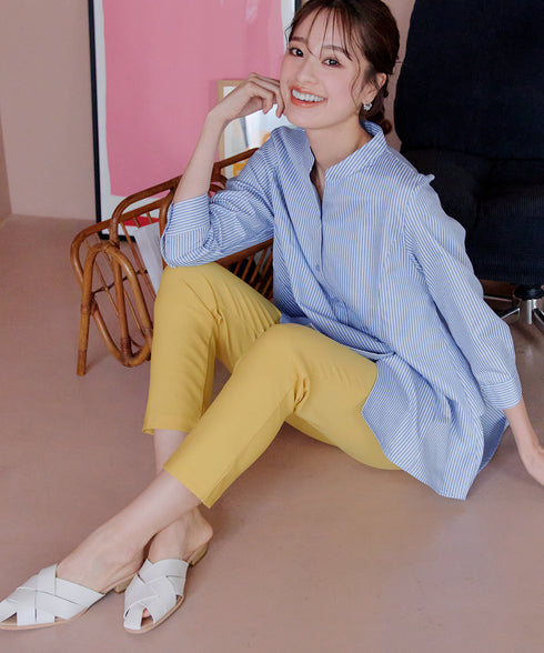 バックタックフレアシャツチュニック