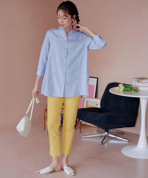 バックタックフレアシャツチュニック