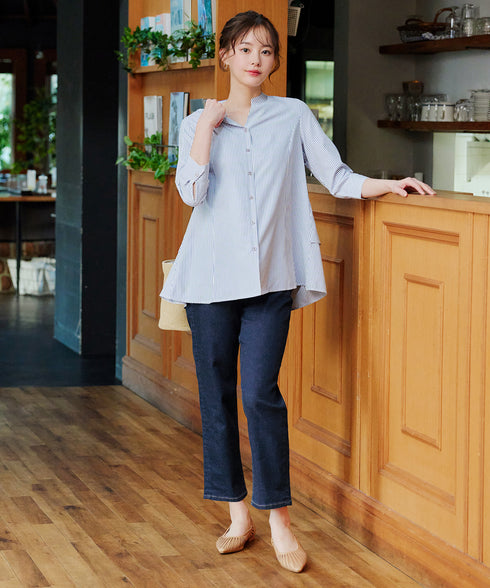 バックタックフレアシャツチュニック