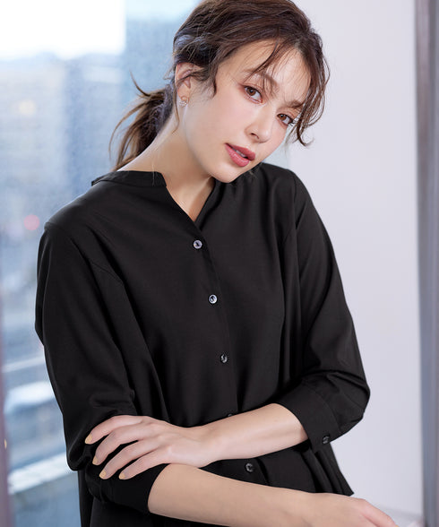 バックタックフレアシャツチュニック