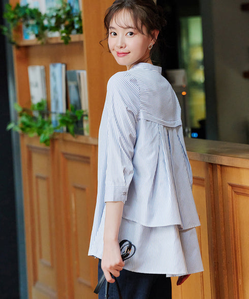 バックタックフレアシャツチュニック