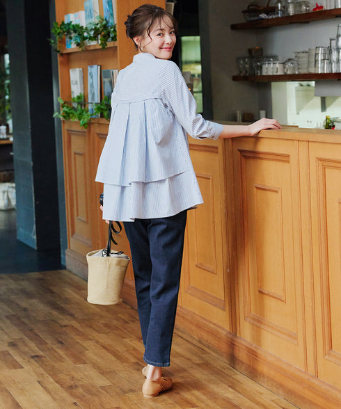 バックタックフレアシャツチュニック