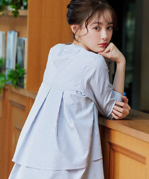 バックタックフレアシャツチュニック