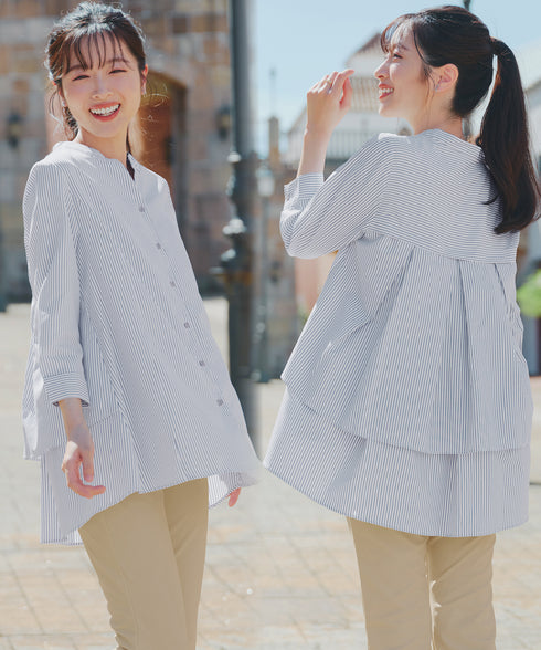 バックタックフレアシャツチュニック