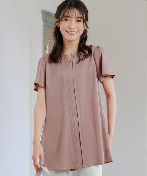 フロントタックフレアスリーブチュニック