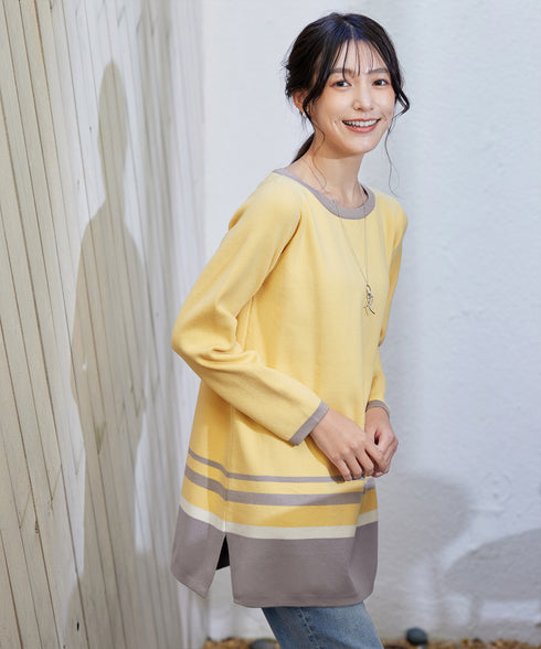 【クリアランスセール】カラー配色ニットチュニック