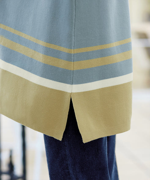 【クリアランスセール】カラー配色ニットチュニック