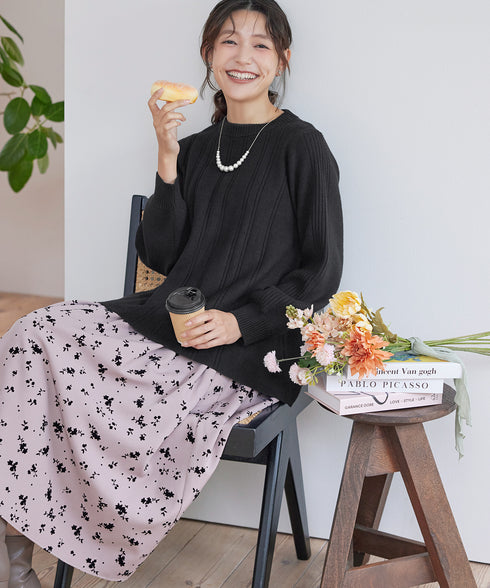 【安めぐみさん着用・選べる着丈】針抜きストライプニット