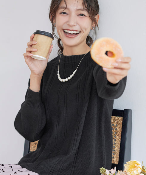 【安めぐみさん着用・選べる着丈】針抜きストライプニット