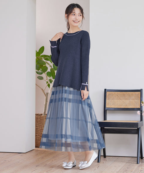 チュールレースチェックスカート