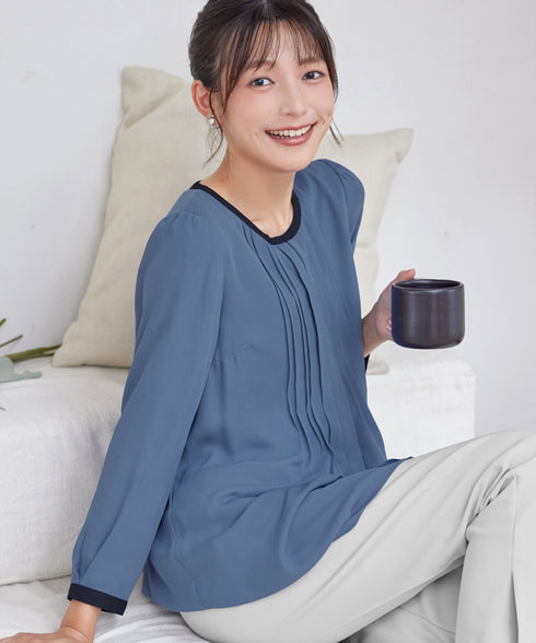【スマート裏起毛】配色チュニック