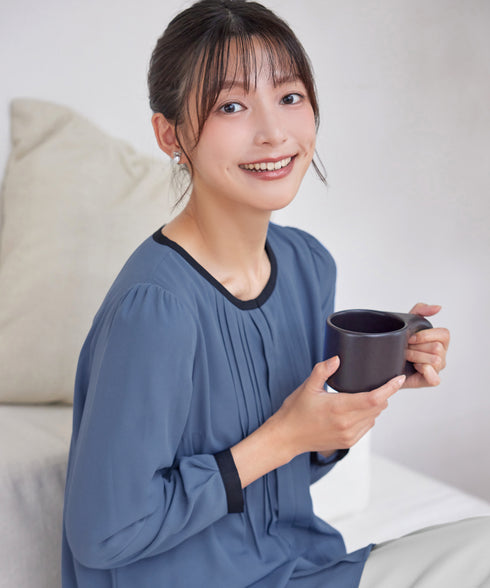 【スマート裏起毛】配色チュニック