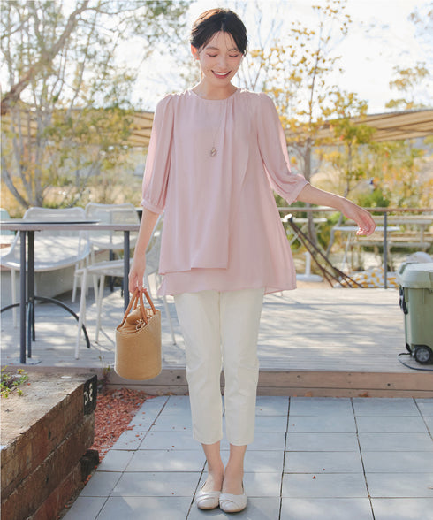 ラップ風ジョーゼットチュニック