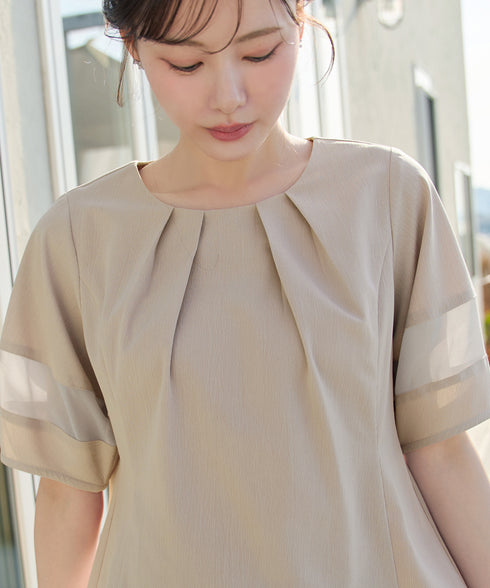 シフォンランタンスリーブチュニック