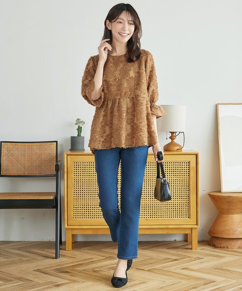 カットジャガードシフォンチュニック