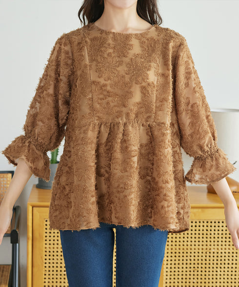 カットジャガードシフォンチュニック