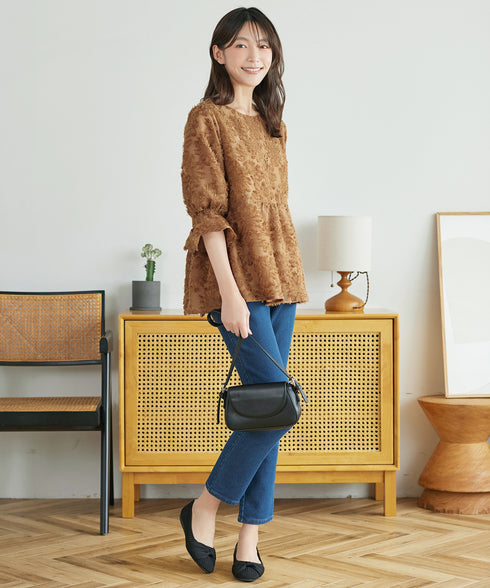 カットジャガードシフォンチュニック